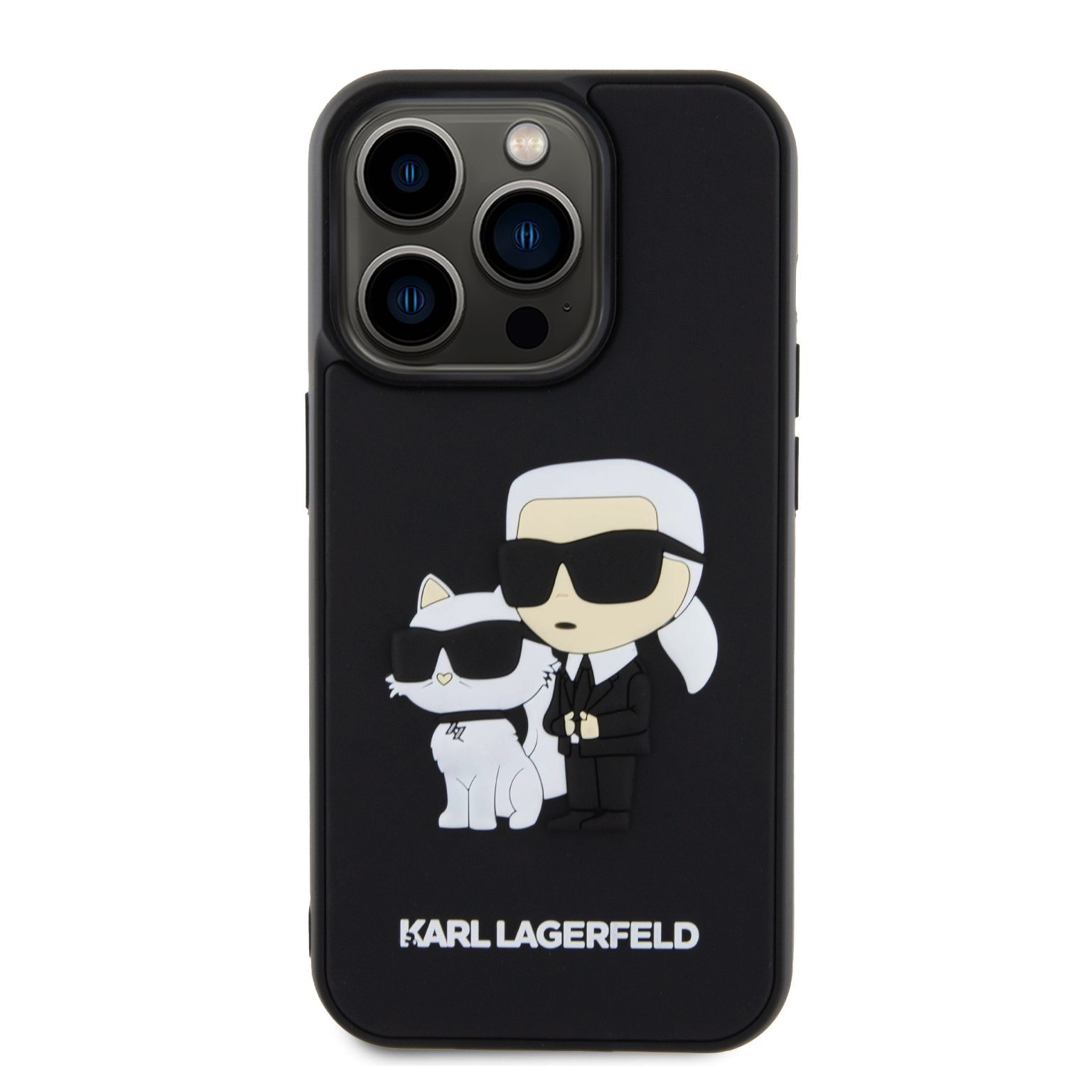 Zadní kryt Karl Lagerfeld 3D Rubber Karl and Choupette pro Apple iPhone 15 Pro, black