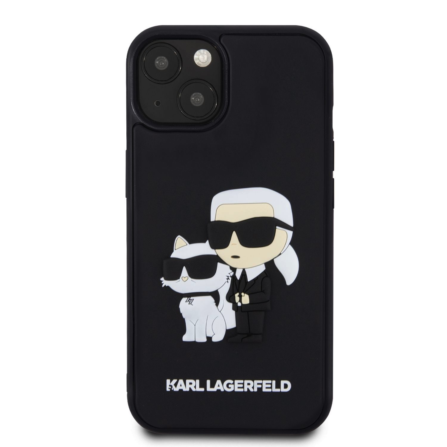 Zadní kryt Karl Lagerfeld 3D Rubber Karl and Choupette pro Apple iPhone 15, black