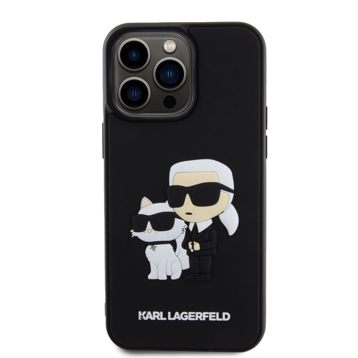Zadní kryt Karl Lagerfeld 3D Rubber Karl and Choupette pro Apple iPhone 14 Pro Max, black
