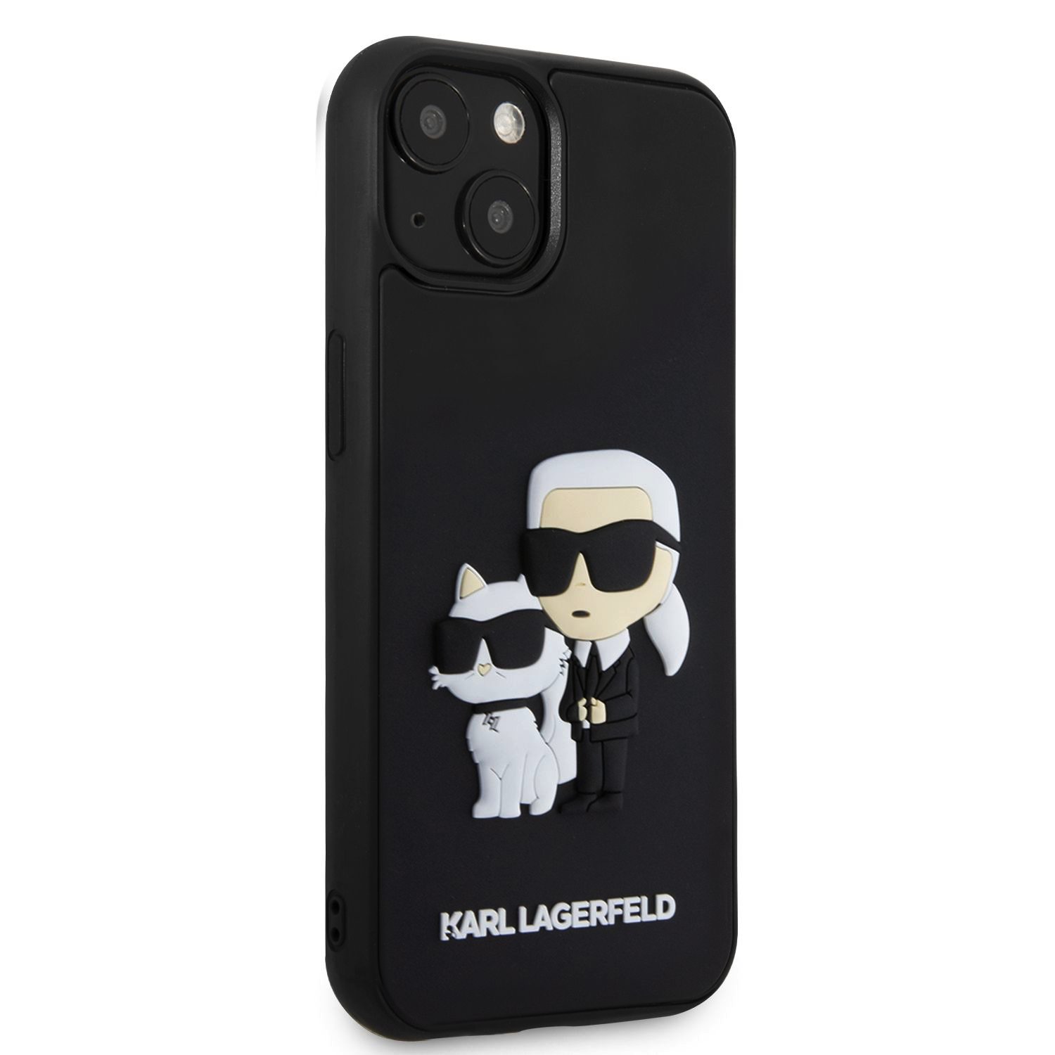 Karl Lagerfeld 3D Rubber Karl and Choupette Zadní Kryt pro iPhone 14 Black