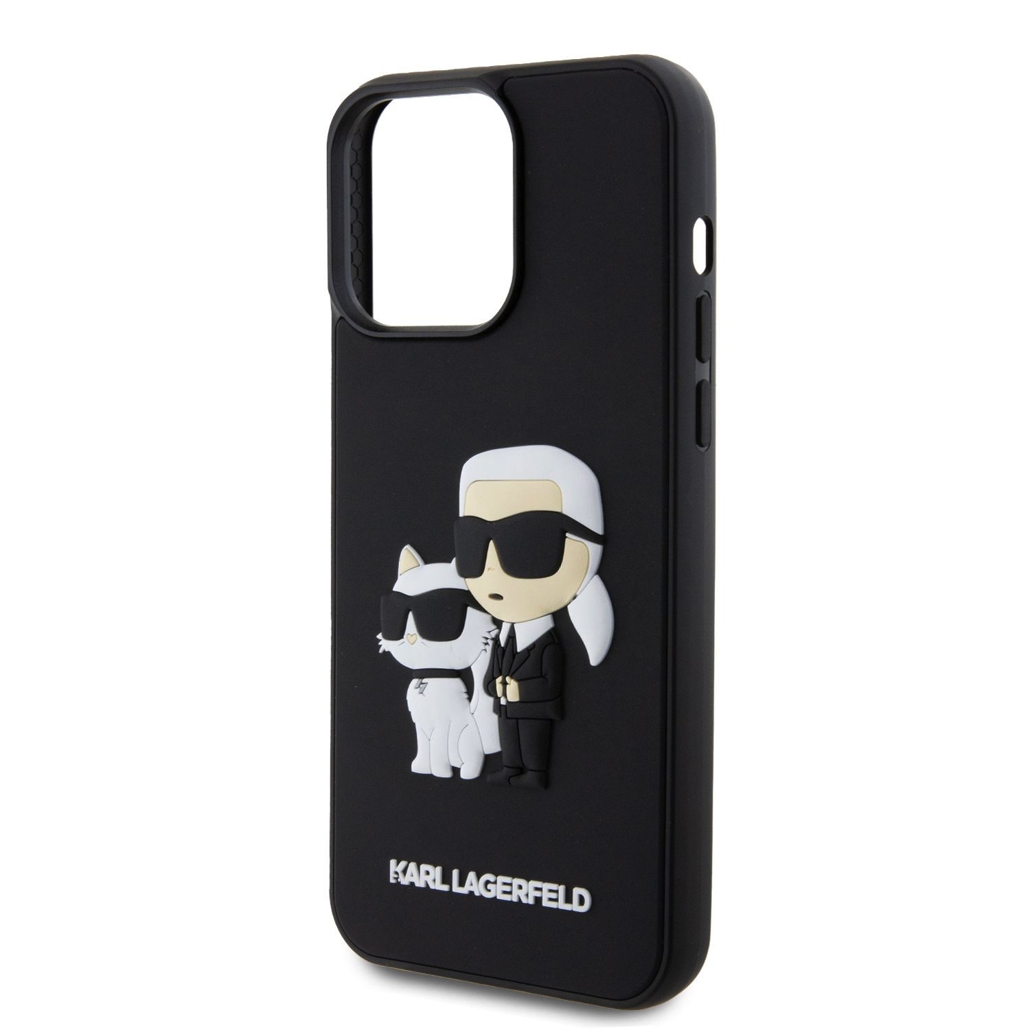 Karl Lagerfeld 3D Rubber Karl and Choupette Zadní Kryt pro iPhone 13 Pro Max Black