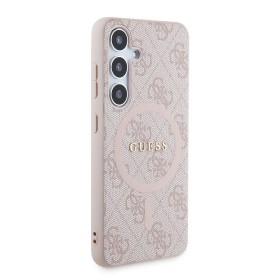 Zadní kryt Guess PU Leather 4G Colored Ring MagSafe pro Samsung Galaxy S24, pink