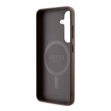 Guess PU Leather 4G Colored Ring MagSafe Zadní Kryt pro Samsung Galaxy S24 Brown