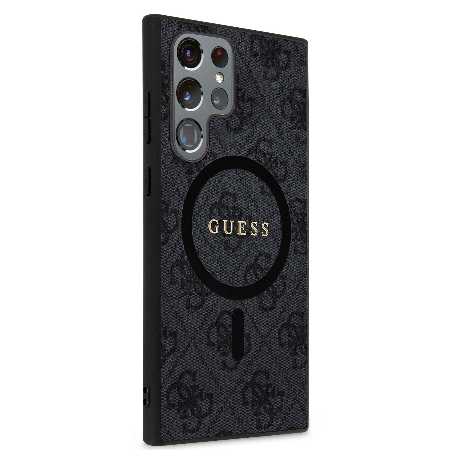 Levně Zadní kryt Guess PU Leather 4G Colored Ring MagSafe pro Samsung Galaxy S24 Ultra, black