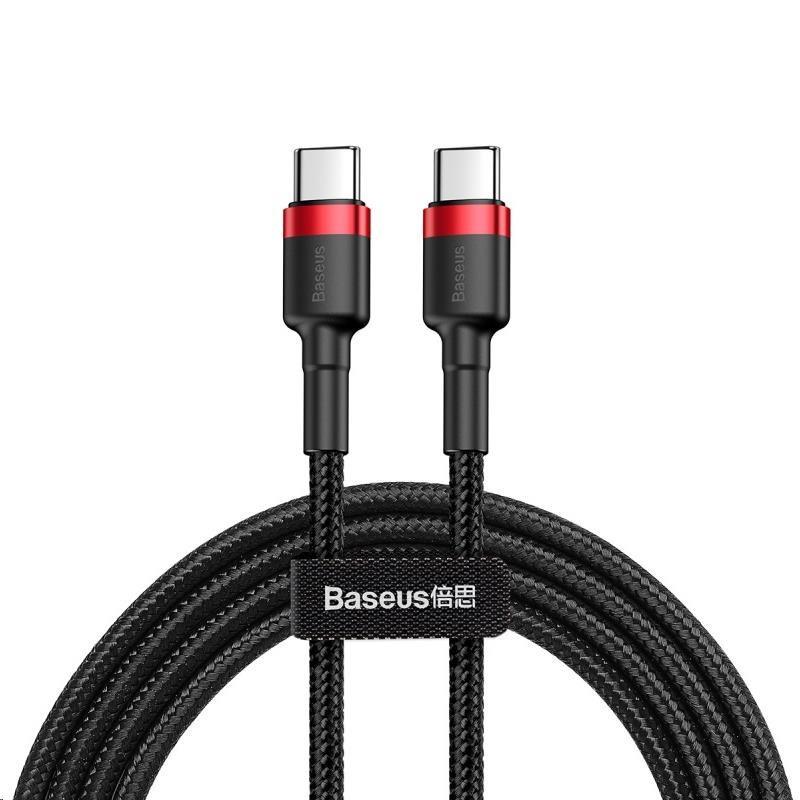 Datový kabel Baseus Cafule USB-C PD2.0 1m 60W (20V 3A) černo-červený
