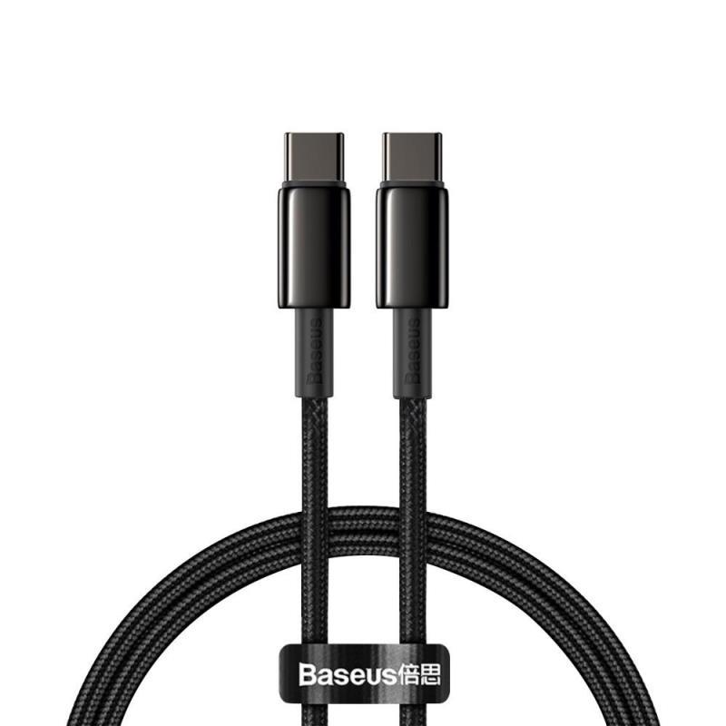 Levně Rychlonabíjecí datový kabel Baseus Tungsten Gold 100W 1m USB-C na USB-C černý