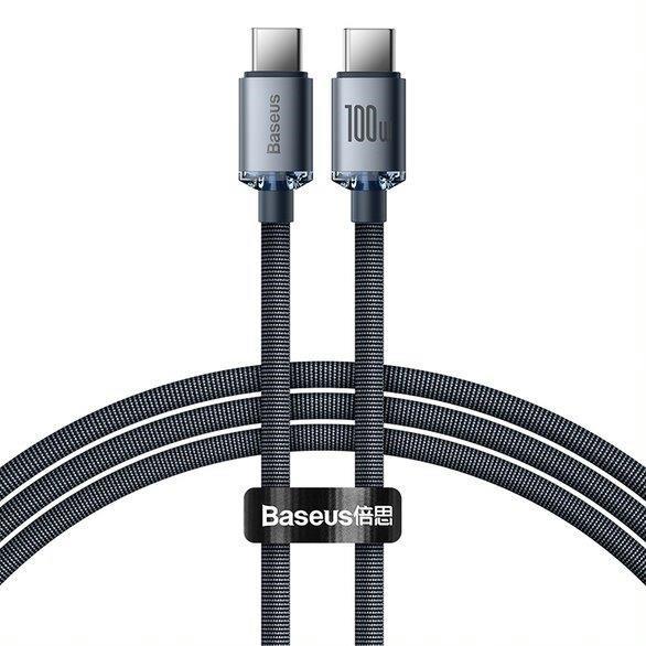 Datový kabel Baseus Crystal Shine Series USB-C - USB-C 1,2m 100W (20V/5A) černý