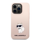 Karl Lagerfeld Liquid Silicone Choupette NFT Zadní Kryt pro iPhone 14 Pro Max Pink