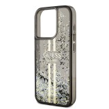 Guess PC/TPU Liquid Glitter Gold Stripe Zadní Kryt pro iPhone 15 Pro Max Black