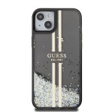 Guess PC/TPU Liquid Glitter Gold Stripe Zadní Kryt pro iPhone 15 Plus Black