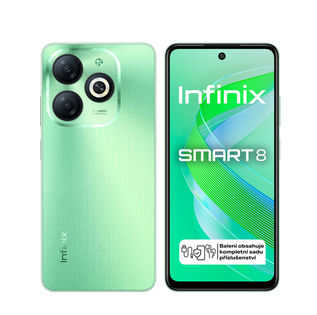 Infinix Smart 8 3(up to 6GB) +64GB gsm tel. Crystal Green