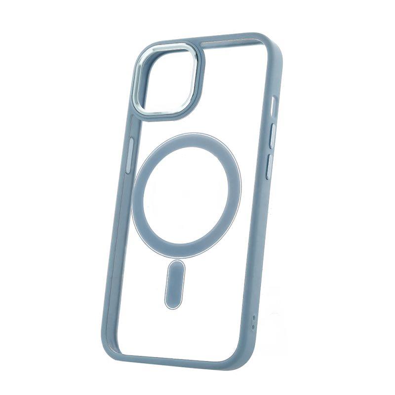 Silikonové TPU pouzdro Satin Clear Mag pro Apple iPhone 14, modrá