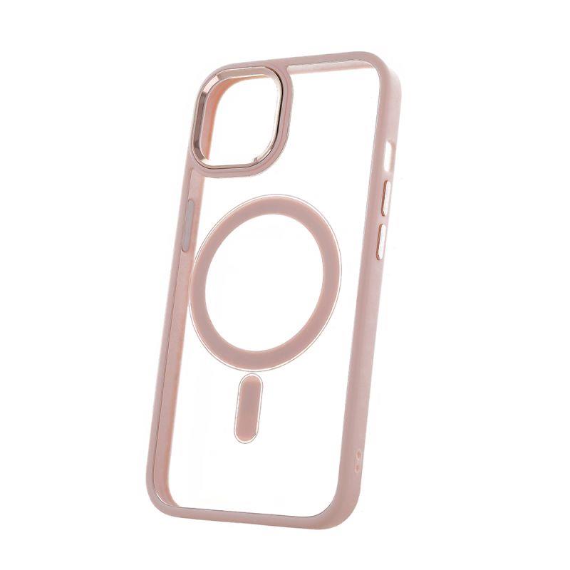 Silikonové TPU pouzdro Satin Clear Mag pro Apple iPhone 14 Pro, růžová