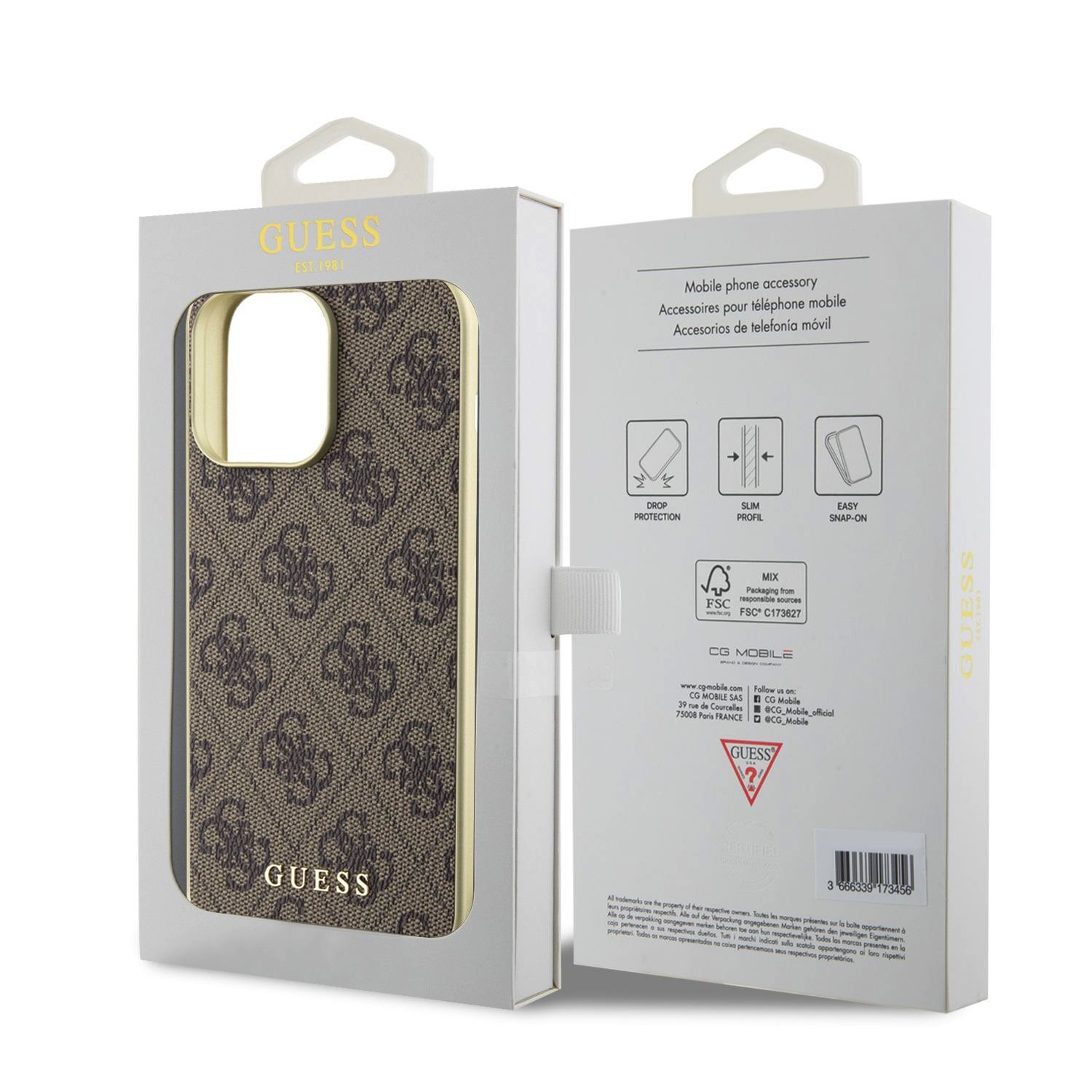 Guess 4G Charms Zadní Kryt pro iPhone 15 Pro Max Brown