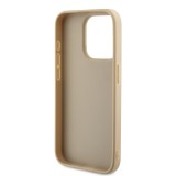 Guess PU Leather Iridescent Metal Script Zadní Kryt pro iPhone 15 Pro Gold
