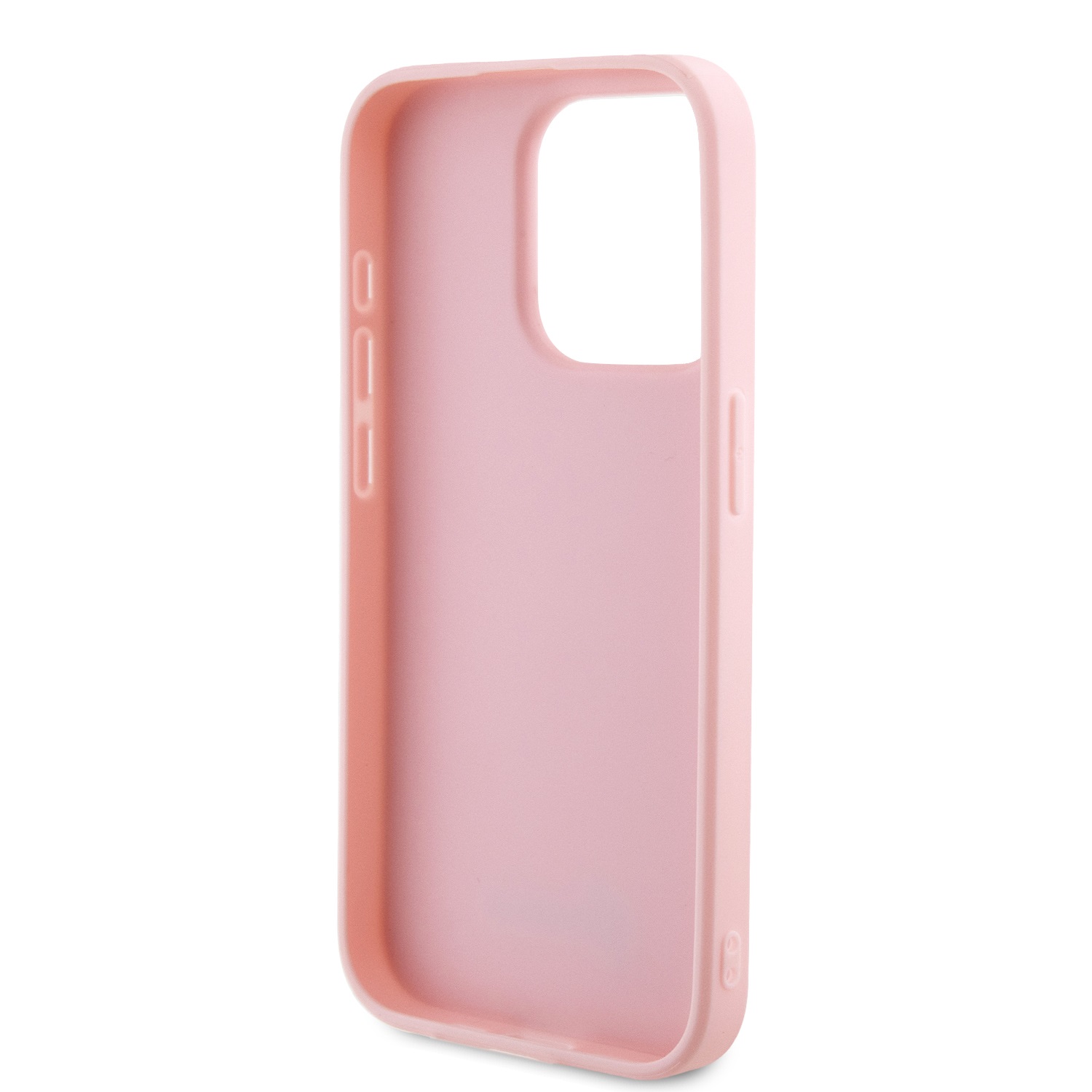 Guess PU Leather Iridescent Metal Script Zadní Kryt pro iPhone 15 Pro Pink