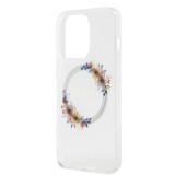 Guess PC/TPU Flowers Ring Glossy Logo MagSafe Zadní Kryt pro iPhone 13 Pro Max Transparent