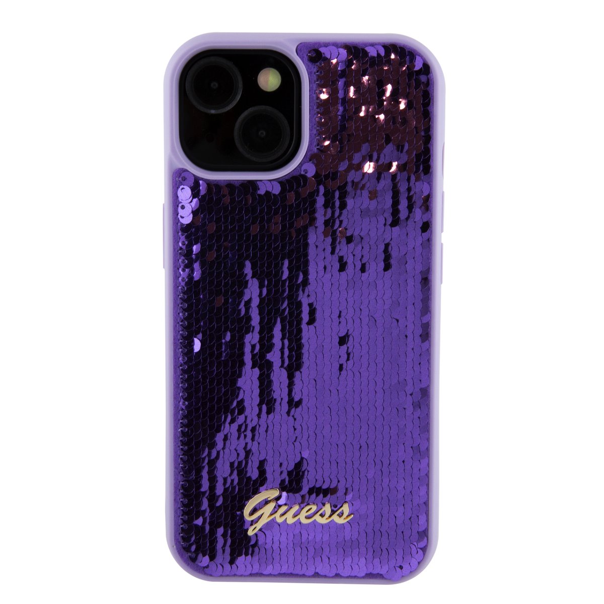 Guess Sequin Script Logo Zadní Kryt pro iPhone 15 Plus Purple