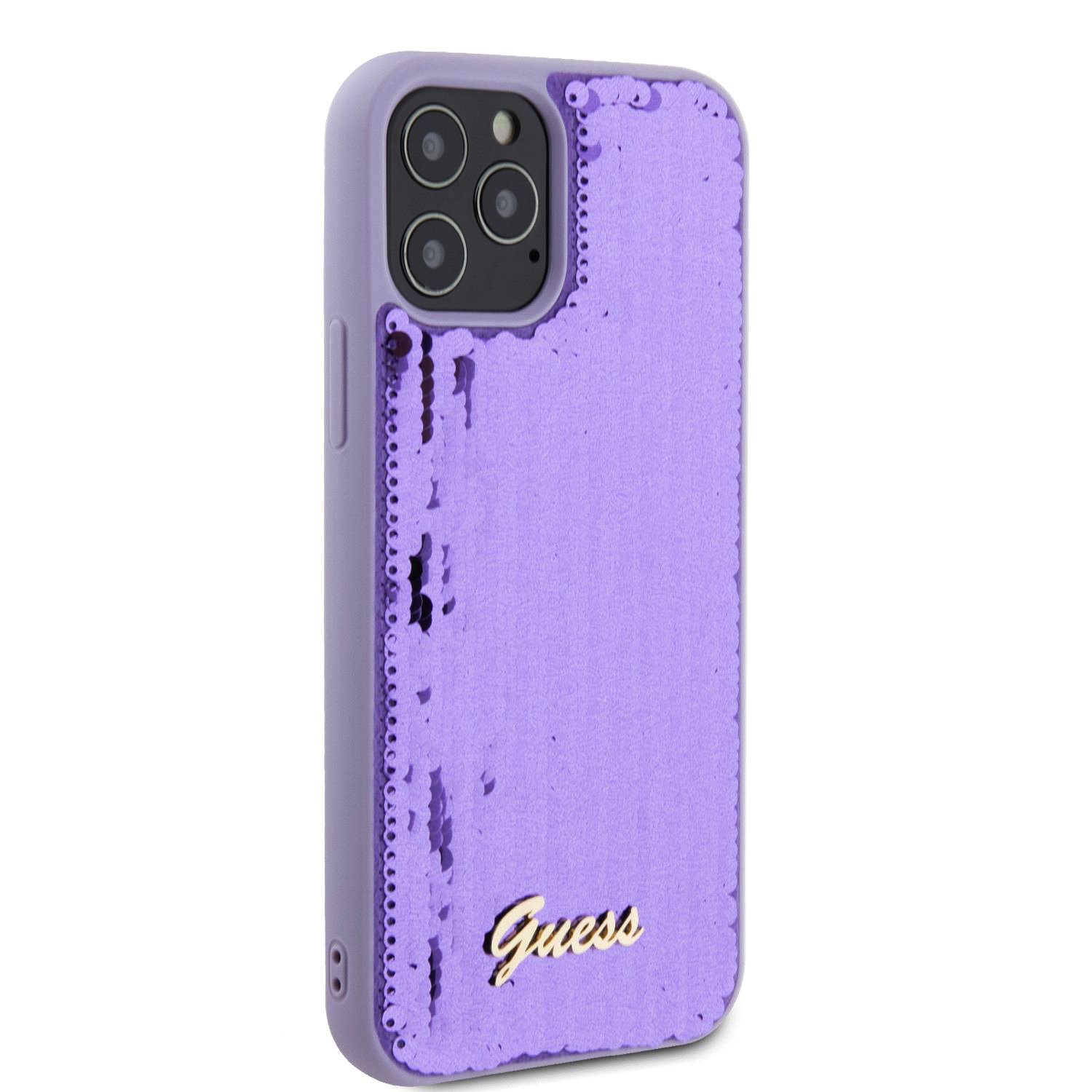 Guess Sequin Script Logo Zadní Kryt pro iPhone 12/12 Pro Purple