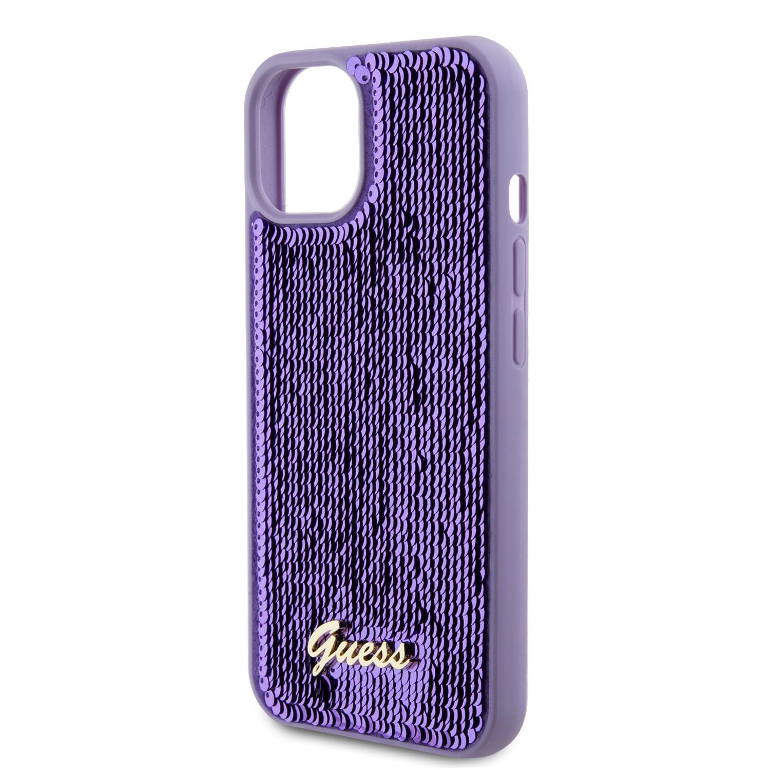Guess Sequin Script Logo Zadní Kryt pro iPhone 13 Purple