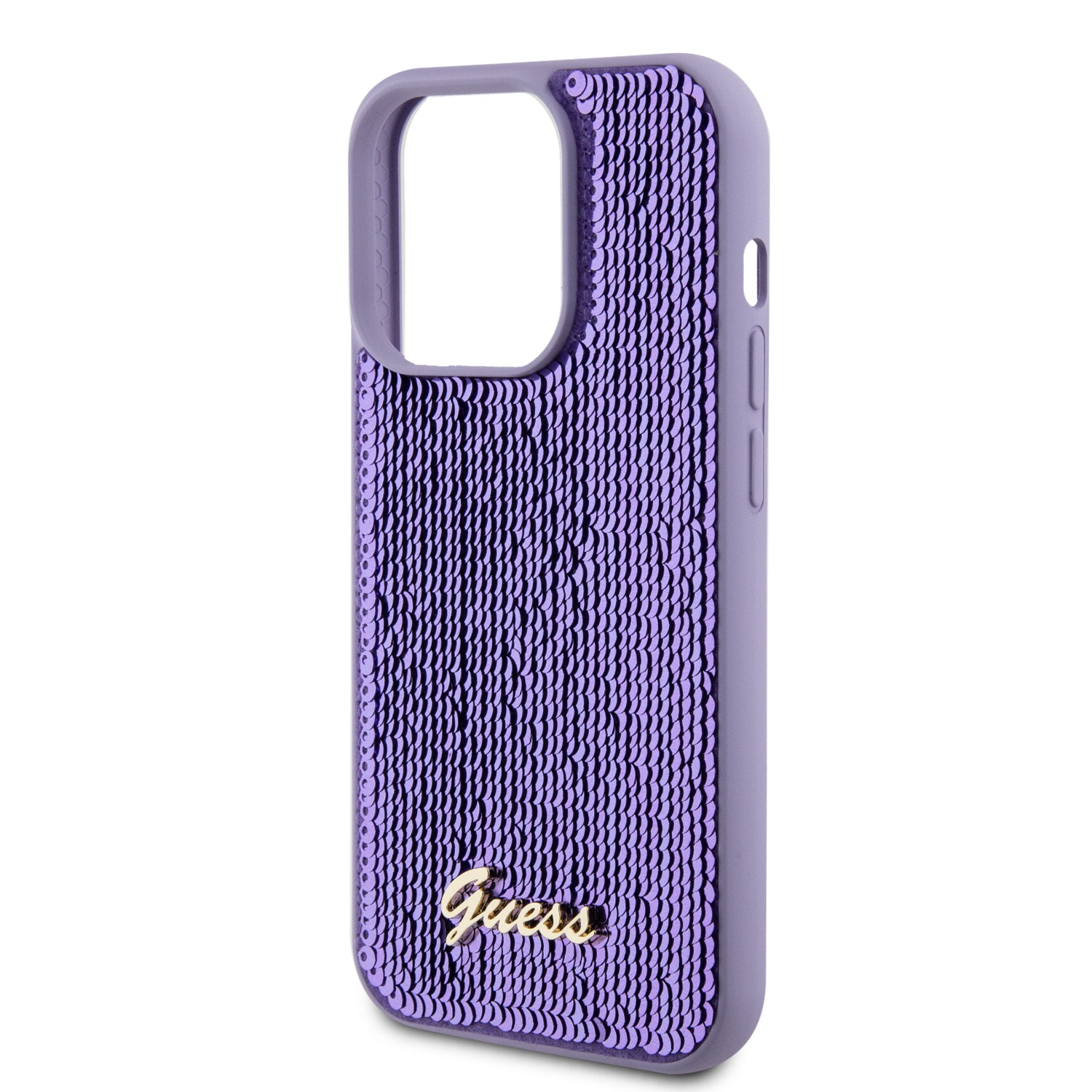 Guess Sequin Script Logo Zadní Kryt pro iPhone 14 Pro Purple