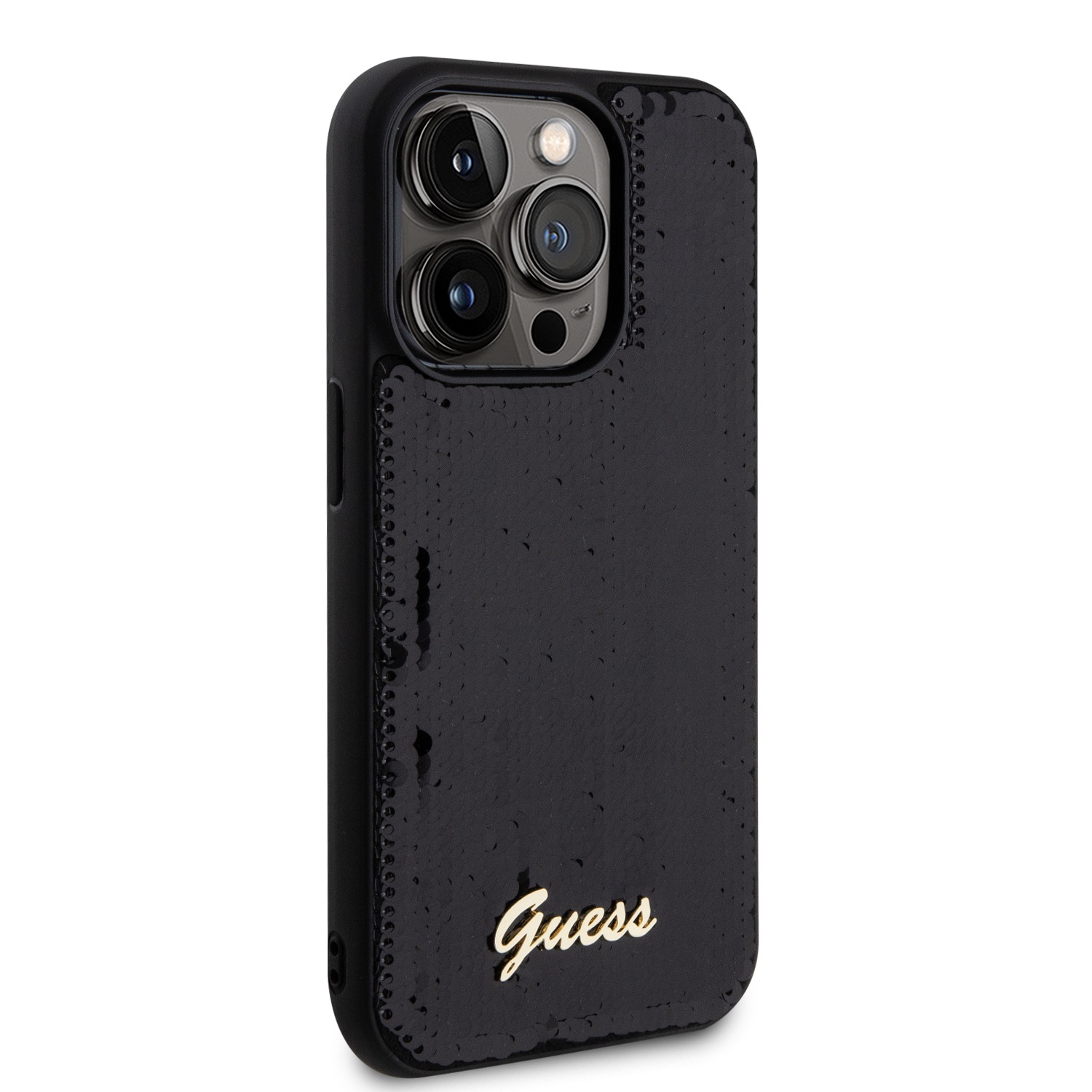 Guess Sequin Script Logo Zadní Kryt pro iPhone 14 Pro Black