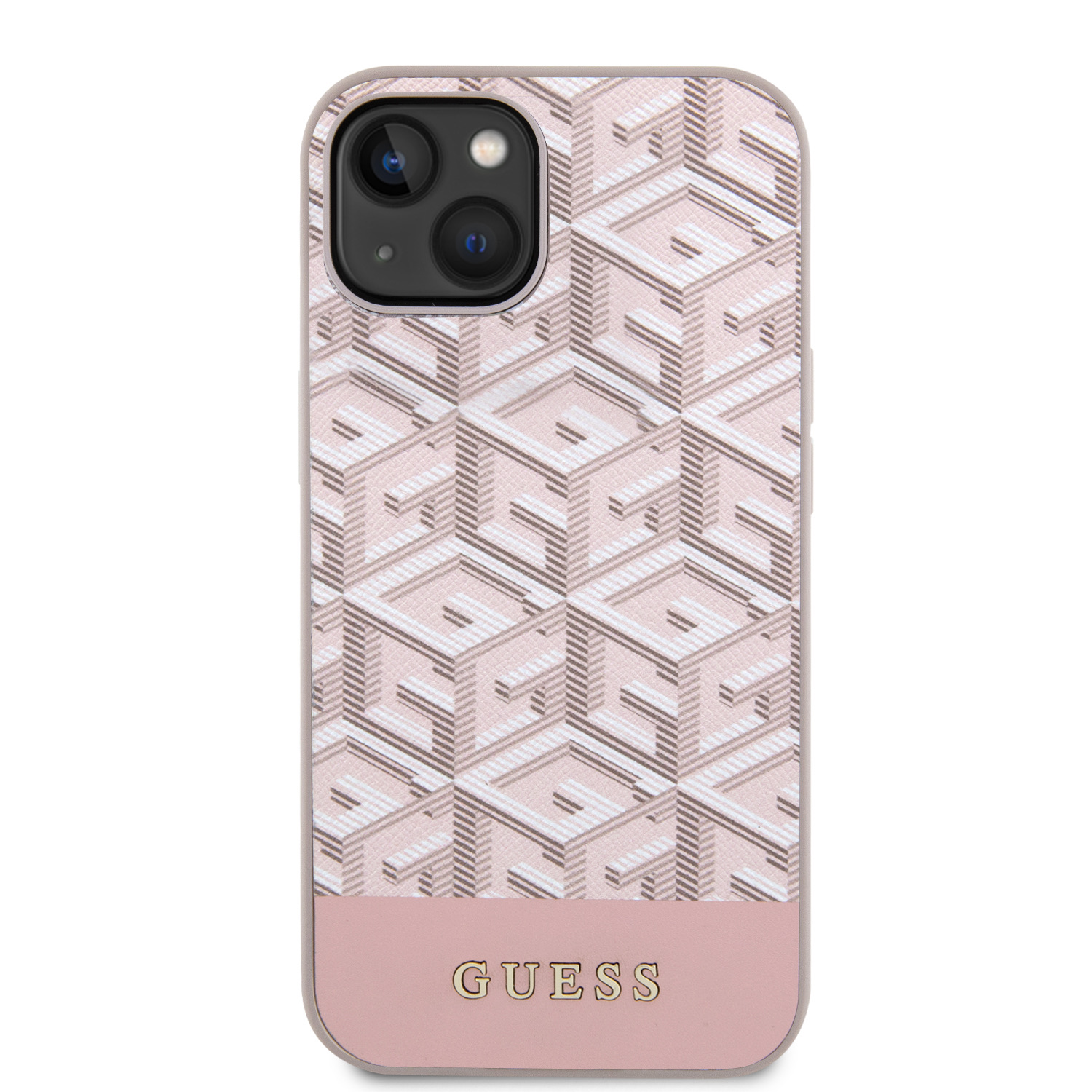 Levně Zadní kryt Guess PU G Cube MagSafe pro Apple iPhone 15, růžová