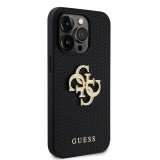 Guess PU Perforated 4G Glitter Metal Logo Zadní Kryt pro iPhone 14 Pro Black