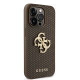 Guess PU Perforated 4G Glitter Metal Logo Zadní Kryt pro iPhone 15 Pro Max Taupe