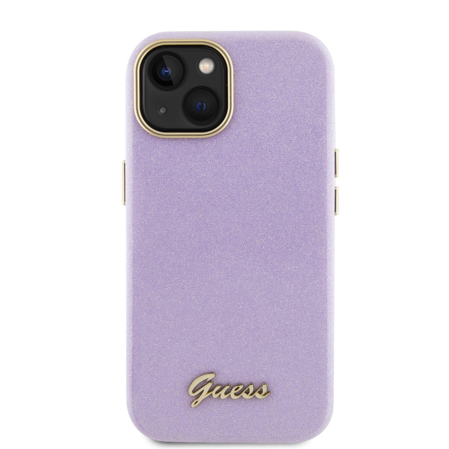 Guess PU Glitter Full Wrapped Zadní Kryt pro iPhone 15 Lilac