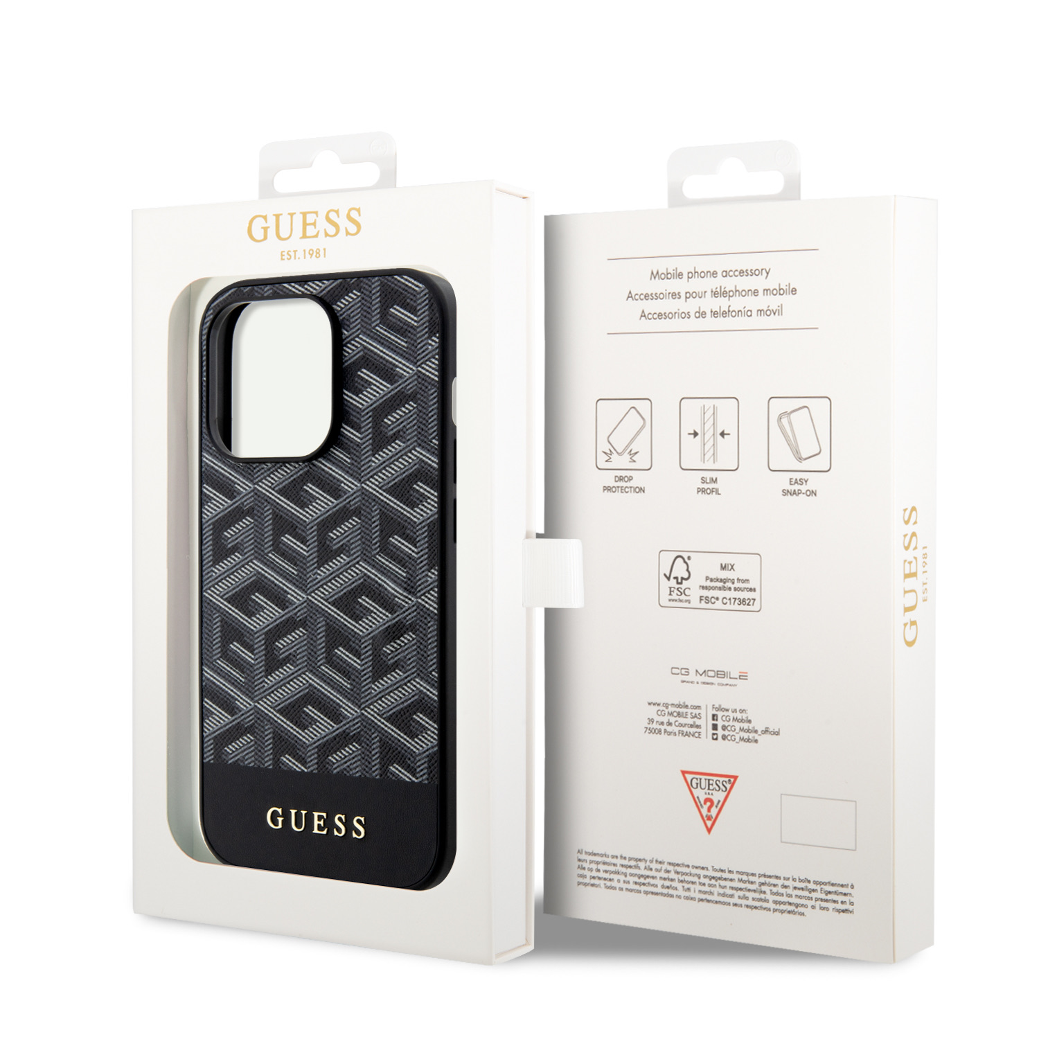 Guess PU G Cube MagSafe Zadní Kryt pro iPhone 15 Pro Black