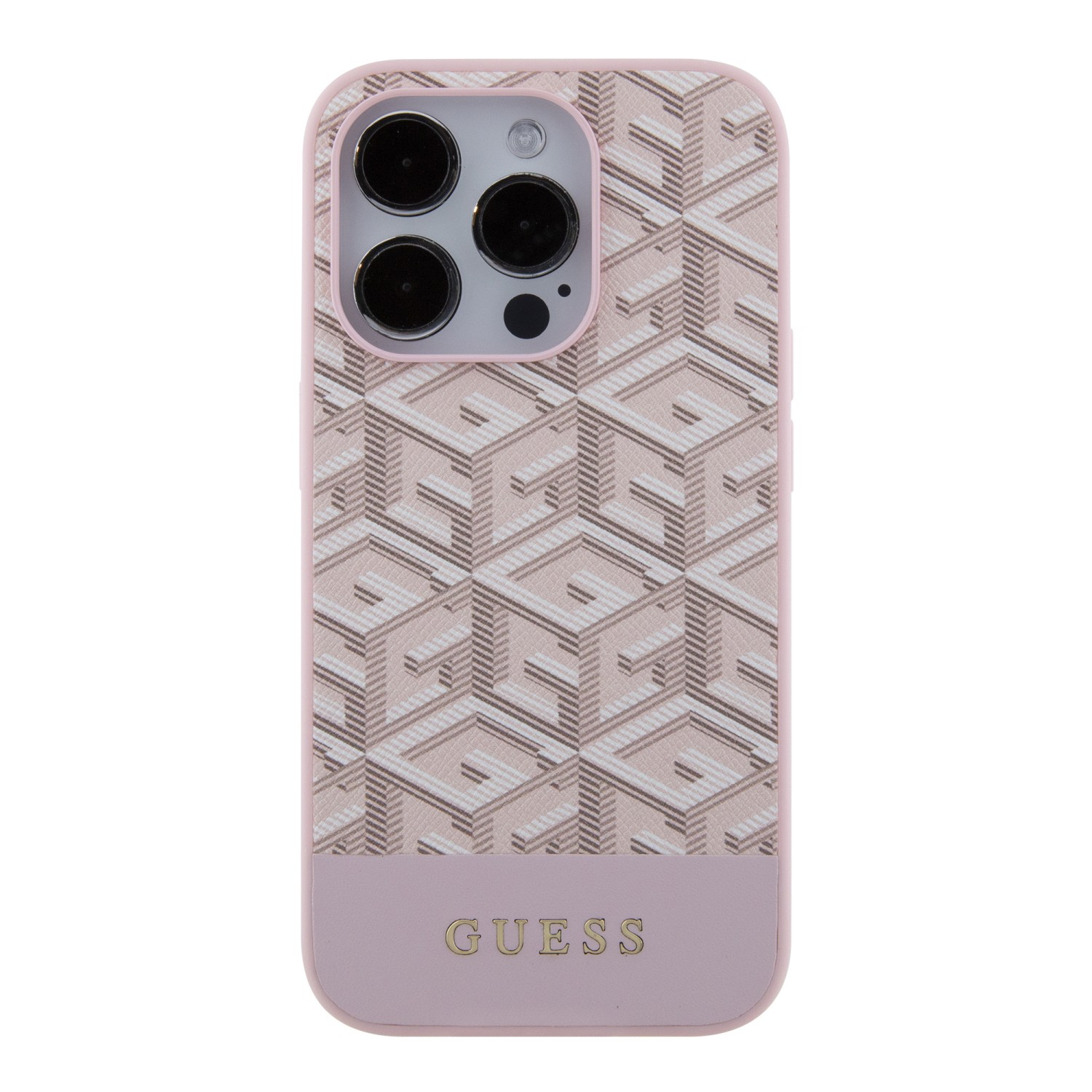 Zadní kryt Guess PU G Cube MagSafe pro Apple iPhone 15 Pro Max, růžová