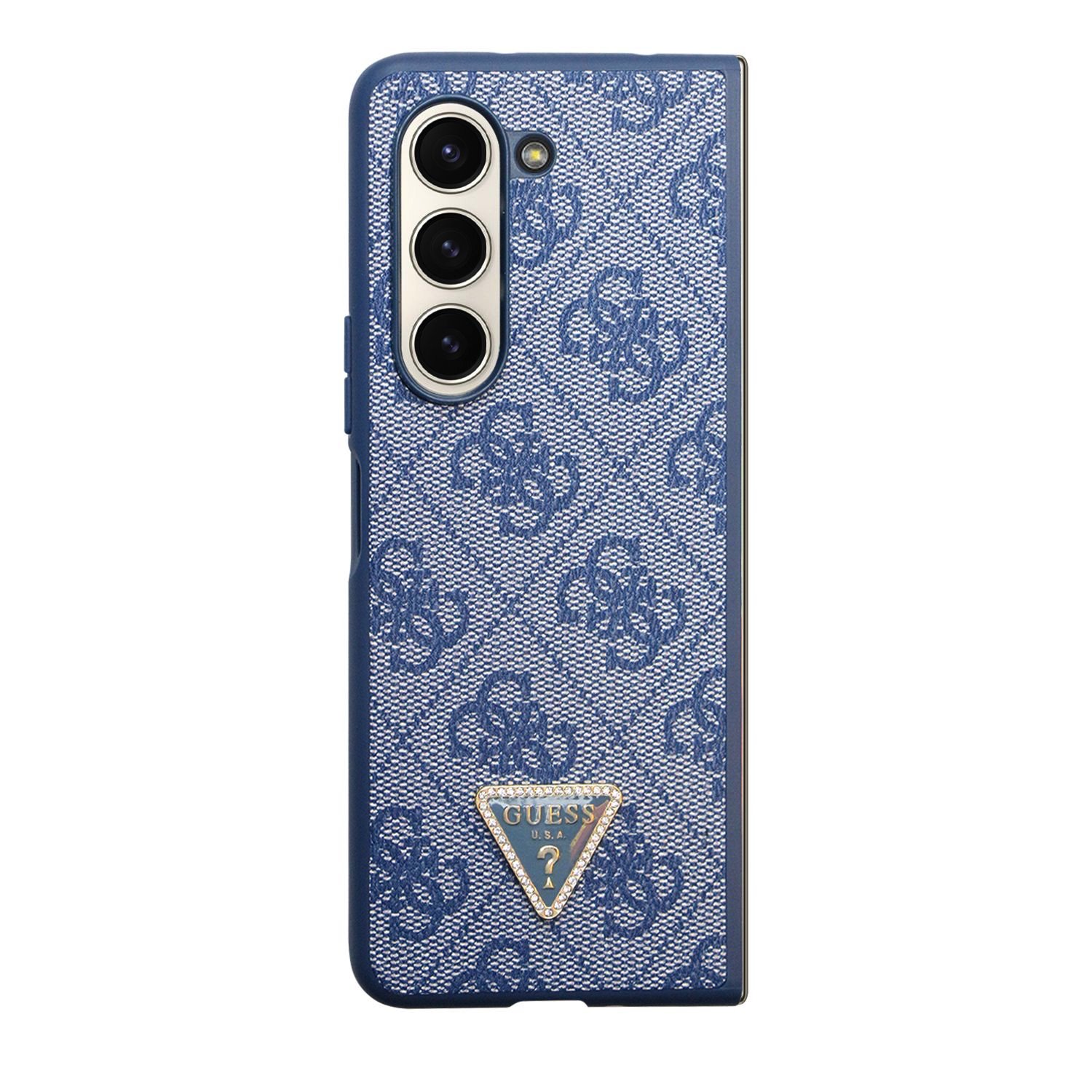 Levně Zadní kryt Guess Leather Triangle Case pro Samsung Galaxy Z Fold5, modrá
