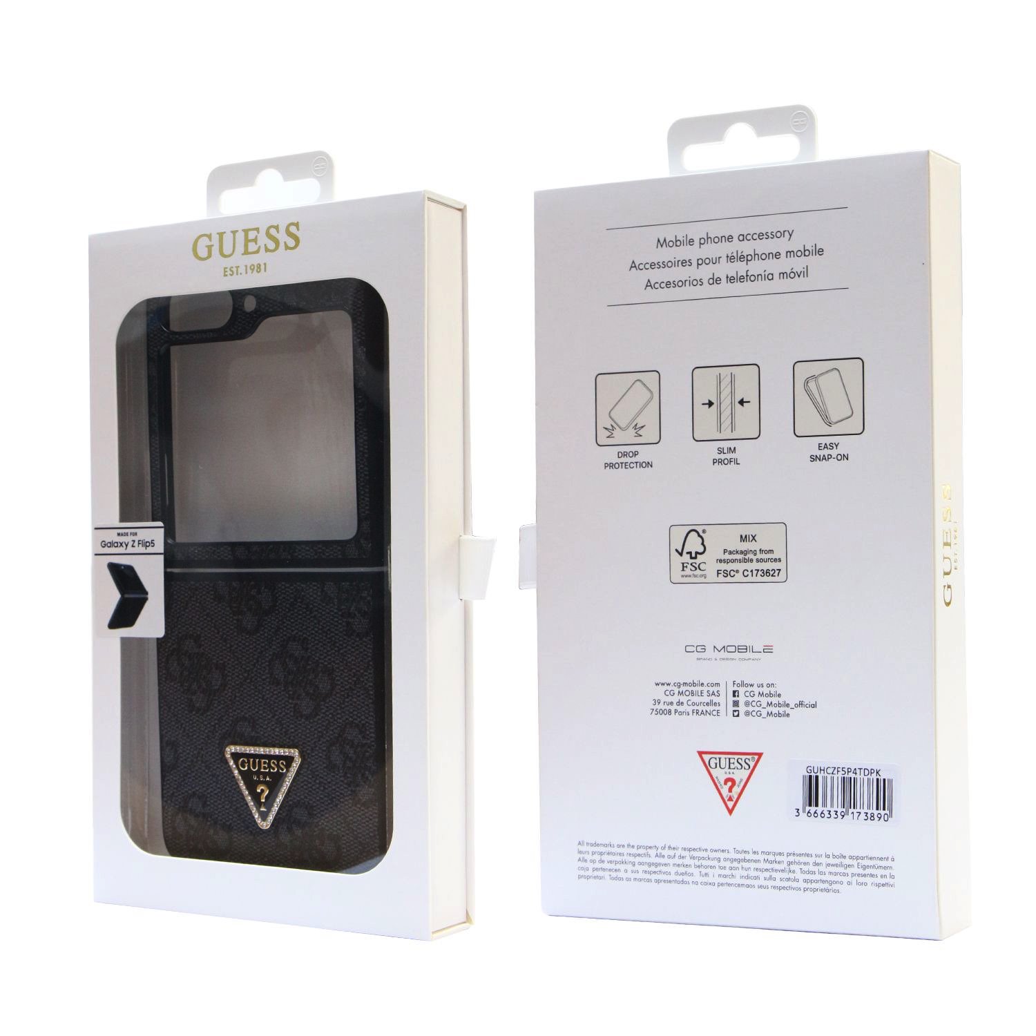 Guess Leather Triangle Case Galaxy Z Flip 5, Grey