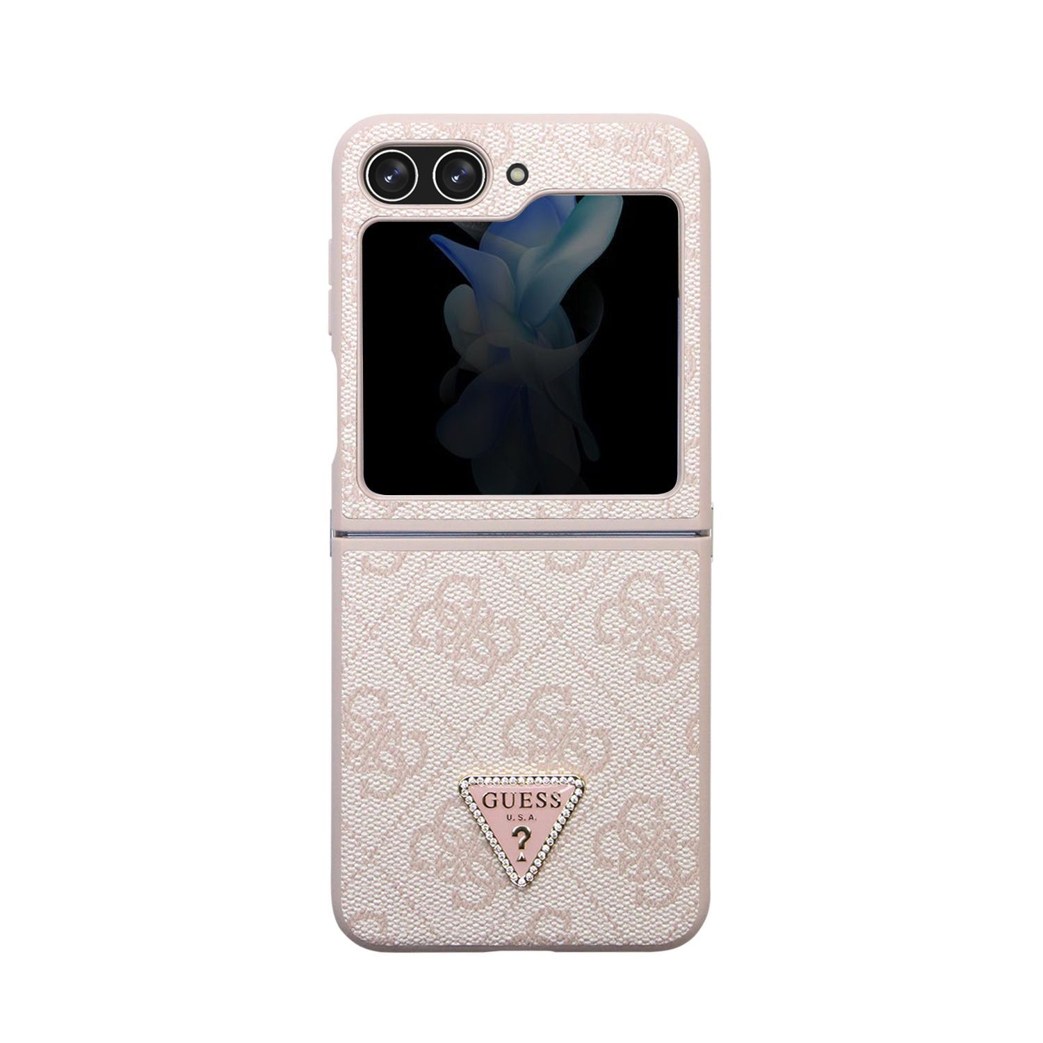 Zadní kryt Guess Leather Triangle Case pro Samsung Galaxy Z Flip5, růžová