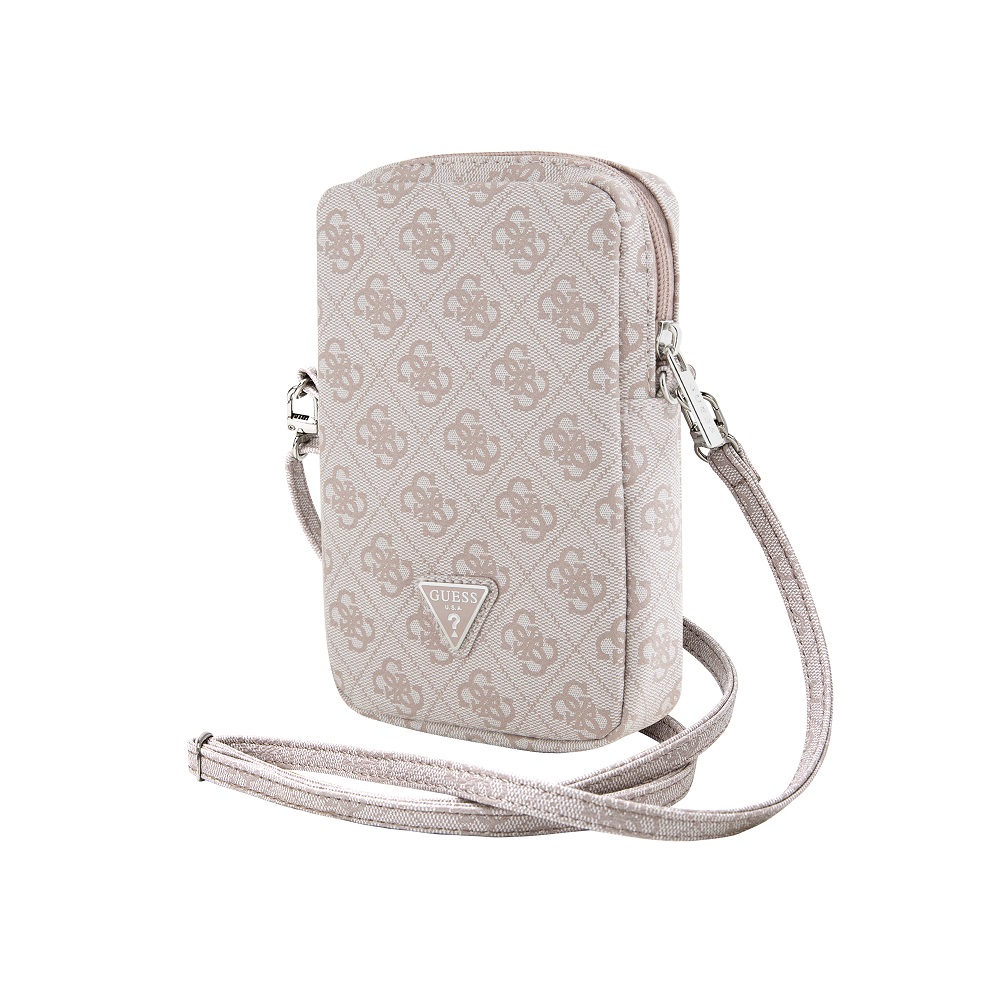 Taška Guess PU 4G Triangle Logo Wallet Phone Bag Zipper, růžová