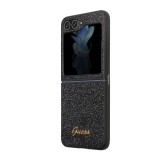 Guess PC/TPU Glitter Flakes Metal Logo Zadní Kryt pro Samsung Galaxy Z Flip 5 Black