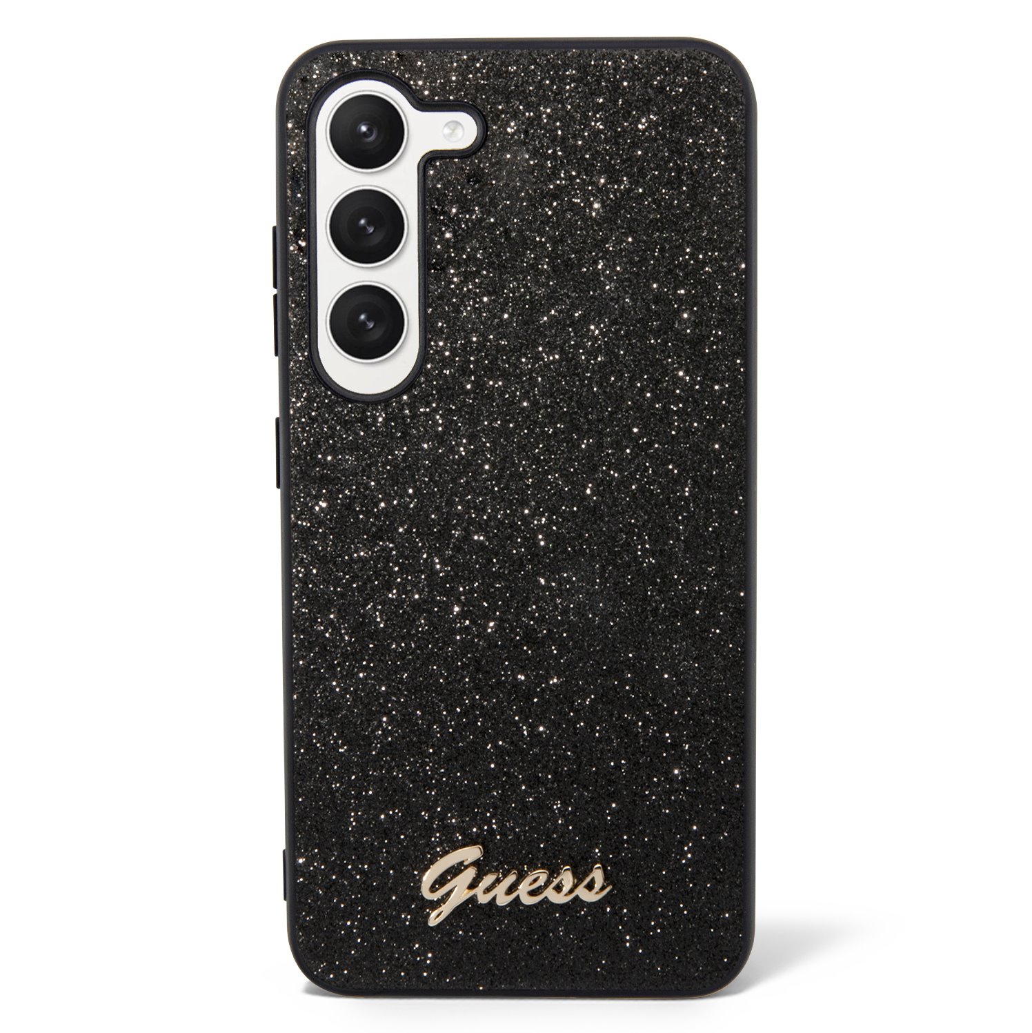 Zadní kryt Guess PC/TPU Glitter Flakes Metal Logo pro Samsung Galaxy S23, černá