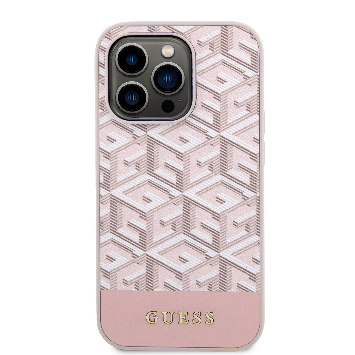 Levně Zadní kryt Guess PU G Cube MagSafe pro Apple iPhone 13 Pro Max, růžová