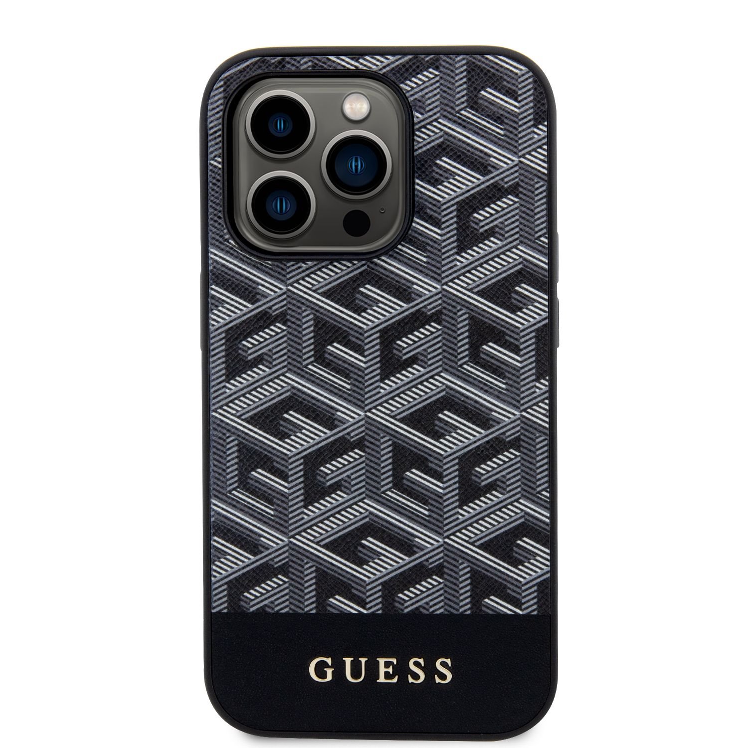 Zadní kryt Guess PU G Cube MagSafe pro Apple iPhone 14 Pro Max, černá
