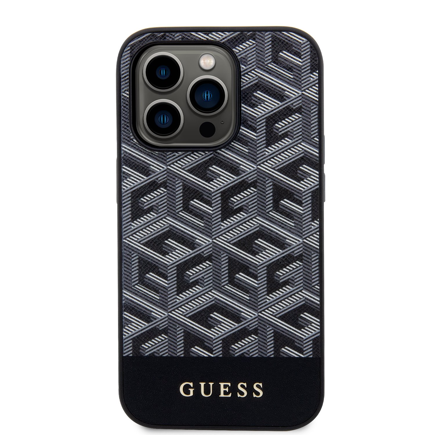 Levně Zadní kryt Guess PU G Cube MagSafe pro Apple iPhone 13 Pro Max, černá