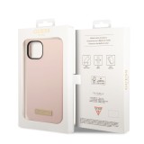 Guess Silicone Metal Logo MagSafe Kompatibilní Zadní Kryt pro iPhone 14 Plus Pink
