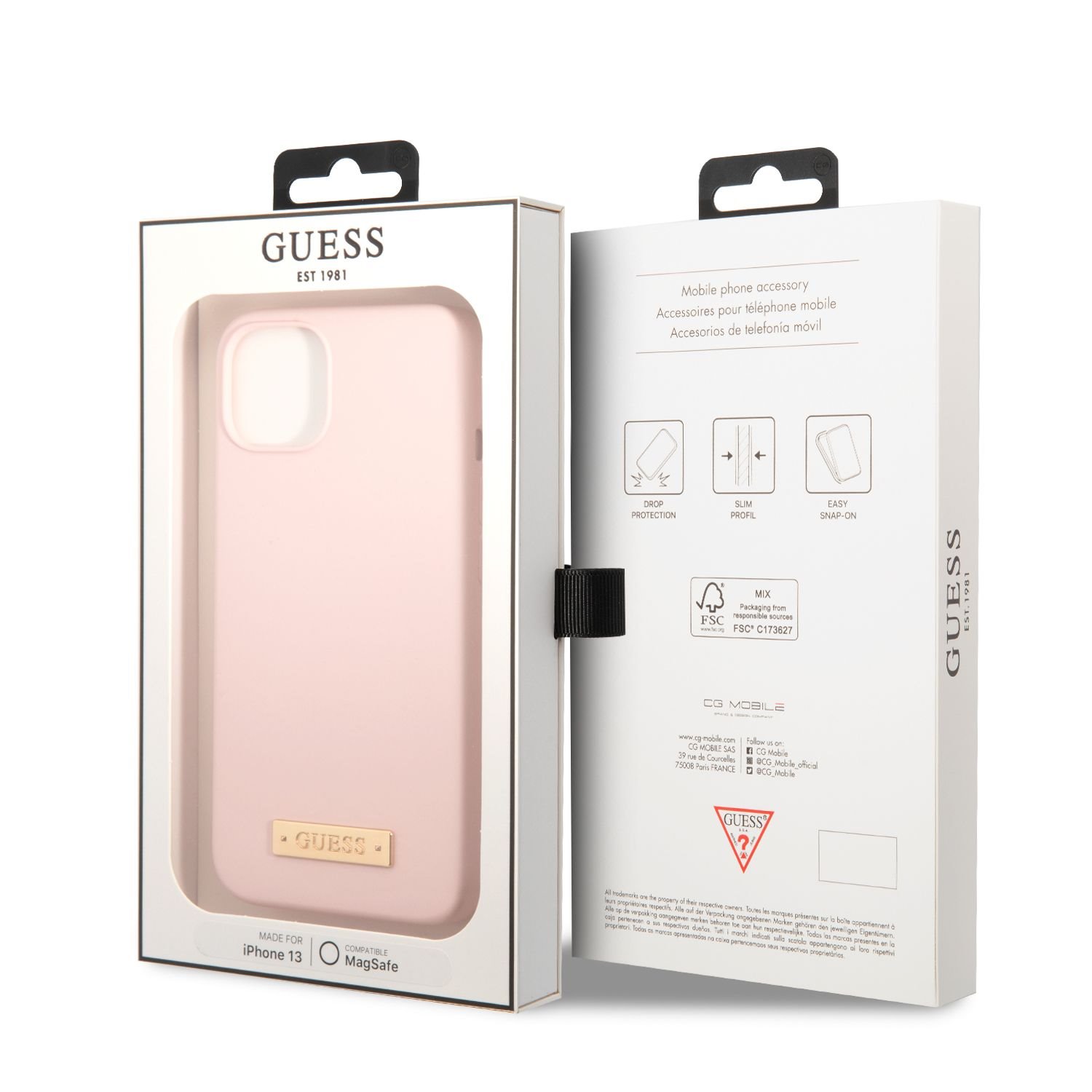 Guess Silicone Metal Logo MagSafe Kompatibilní Zadní Kryt pro iPhone 13 Pink