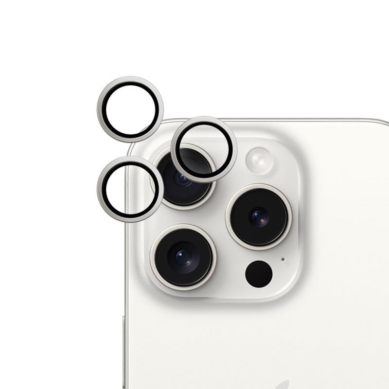 Ochranné sklo fotoaparátu Epico pro Apple iPhone 15 Pro/15 Pro Max, stříbrná