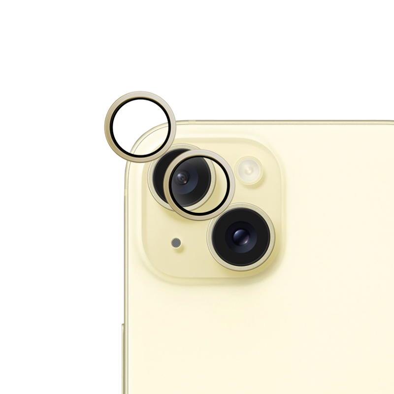Levně Ochranné sklo fotoaparátu Epico pro Apple iPhone 15/15 Plus, pastelově žlutá