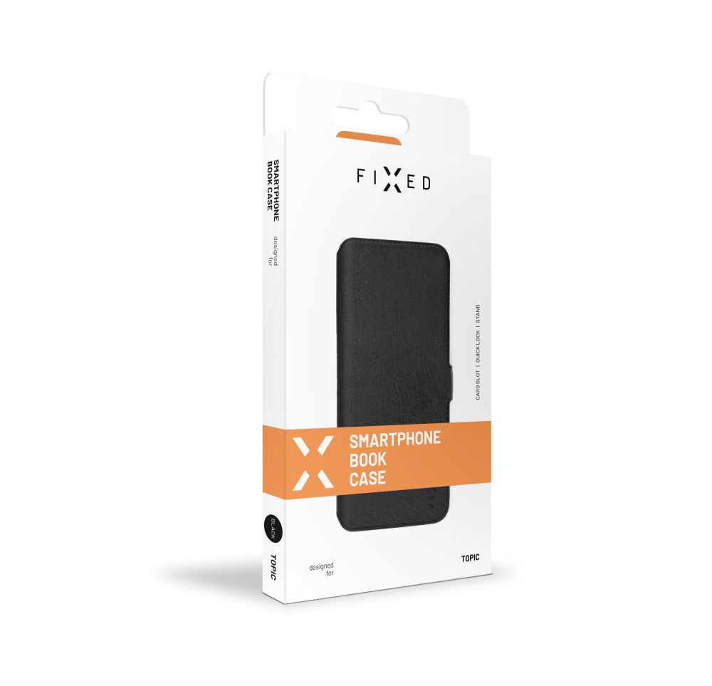 Tenké pouzdro typu kniha FIXED Topic pro TCL 505, černé