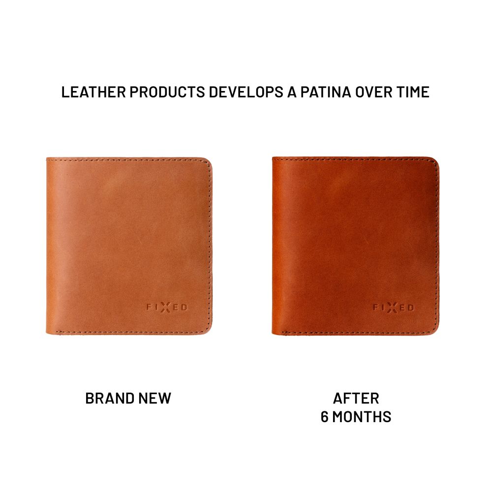 Kožená peněženka FIXED Classic Wallet z pravé hovězí kůže, hnědá