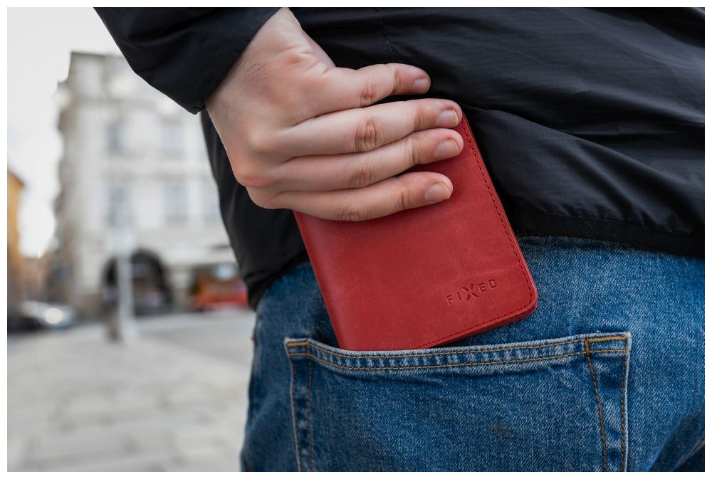 Kožená peněženka FIXED Classic Wallet z pravé hovězí kůže, červená
