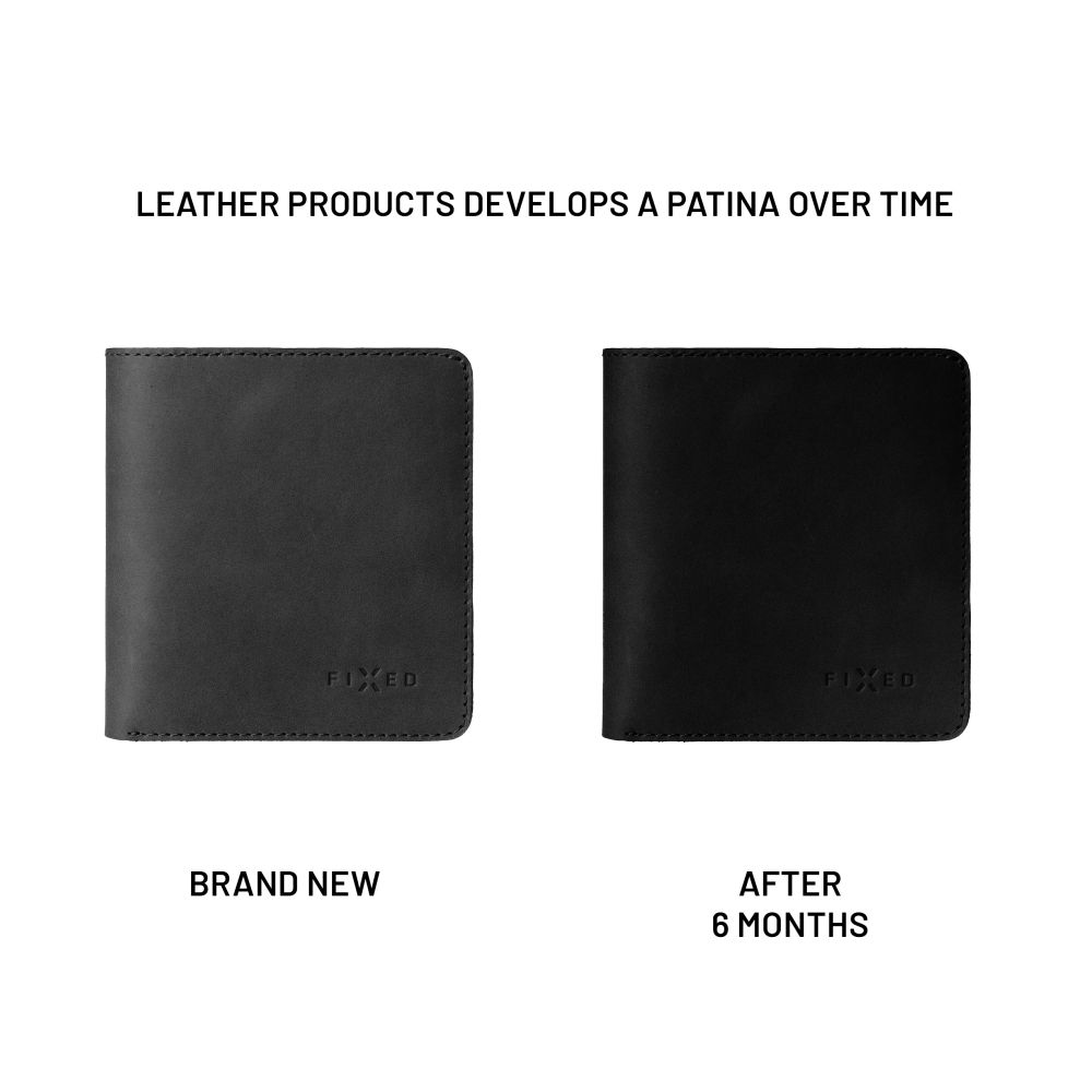 Kožená peněženka FIXED Classic Wallet z pravé hovězí kůže, černá