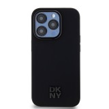 DKNY PU Leather Stack Logo Magsafe Zadní Kryt pro iPhone 15 Pro Black